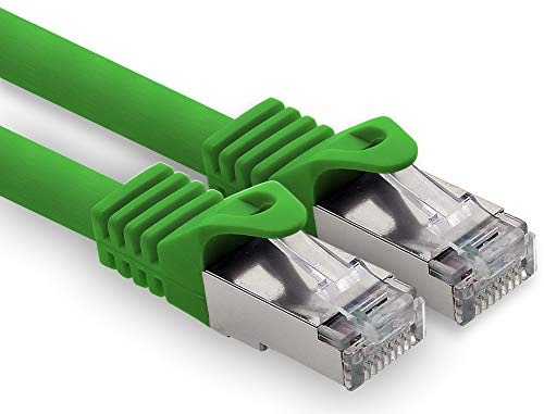 1CONN 15m - grün - 1 Stück CAT.7 Computer Ethernet Kabel Netzwerkkabel (Rohkabel) Patchkabel S-FTP LSZH PIMF 10GB s RJ45 Stecker Cat6a