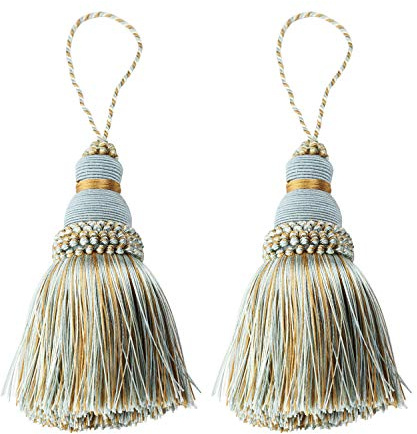 Fenghuangwu Colorful Tassel Key Tassel DIY Accessories for Curtain and Home Decoration-Mix blue-2PCS