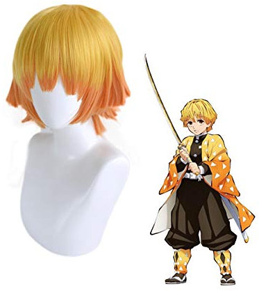 Dämonentöter Kimetsu no Yaiba Agatsuma Zenitsu Perücke Cosplay Kostüm Männer Frauen Hitzebeständige Kunsthaar Party Cosplay Perücken MZ-1420