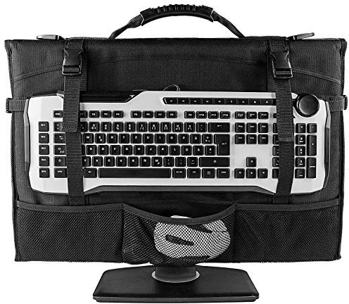 Hosoncovy 21.5 inch iMac & 20-24 inch Monitor Case, Black, Oxford Fabric, Waterproof, Dustproof, Keyboard & Mouse Holder