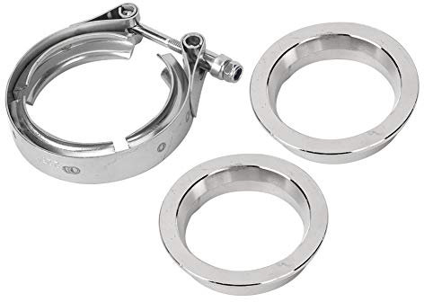 Kit de abrazadera de banda en V, abrazadera de banda en V de acero inoxidable Abrazadera de tubo de escape duradera con brida para tubo de escape automático(2.25inch-57mm)