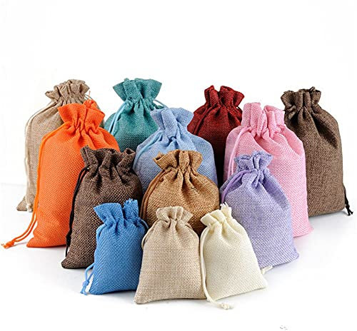 NC 12 Pcs Sacs Toile de Jute Avec Cordon de serrage Faveurs de Mariage, bijoux et pochettes à friandises Sacs en Toile de Jute Sacs en lin Pour emballer des cadeaux, Anniversaire, Mariage