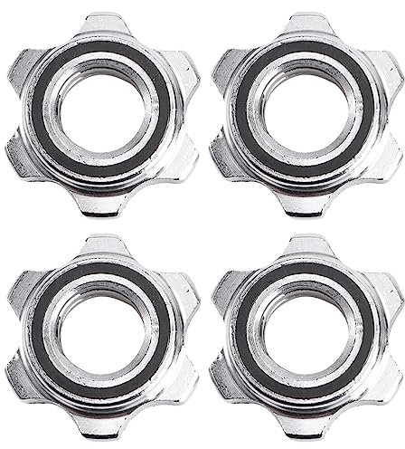 Barbell -Lock Collars, Dumbbell Hex Nut Screw Clamp Anti-Slip Barbell Clips for Dumbbell Weight Lifting Fitness Exercise 1 inch (4pcs, Silver)