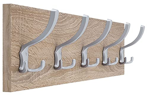 AKKE Garderobenleiste Garderobenpaneel Wandgarderobe Wandpaneel Garderobe PVC Pico 15x60 cm ALUMINIUM | SONOMA