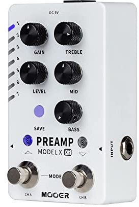 MOOER Digital Preamp Pedal Guitar Effects Pedal with 14 Preamp Models 3 Global Cabinet Simulation Files (X2)