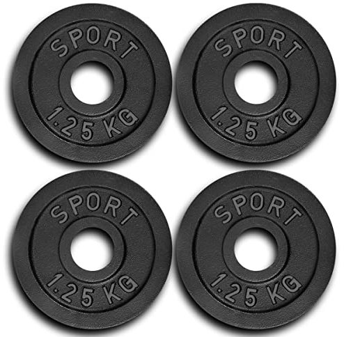 AtHaus® Hantelscheiben 4x 1,25 Kg Set Gusseisen Hantel Gewichte 30/31 mm Ø - Guss Scheiben Gusscheiben Hantelscheibe