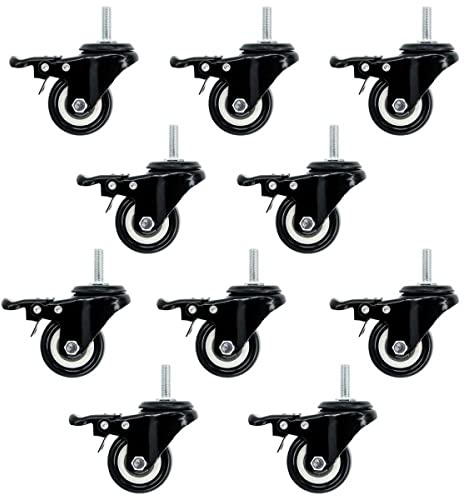 SCHMIDT systemprofile 10x Lenkrolle mit Bremse M8 Transportrolle Industrierolle Schwenkrolle 360° Aluprofil-Zubehör