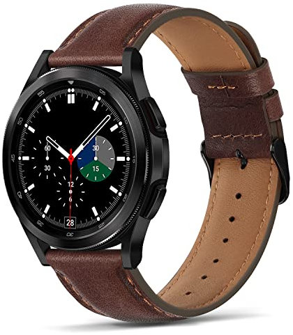 Tasikar 22mm Cinturini Compatibile con Huawei GT 2 GT 3 46mm, Design in Vera Pelle per Samsung Galaxy Watch 46mm/3 45mm/Gear S3 Frontier, Marrone Scuro
