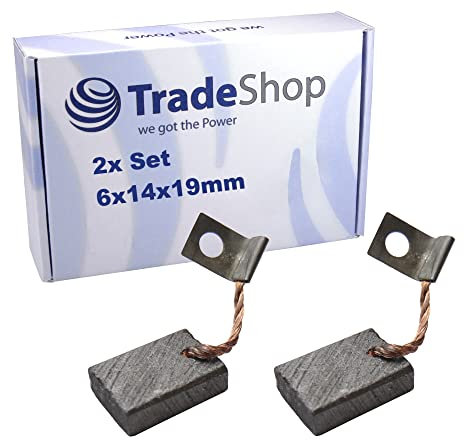 2x Trade-Shop Motorkohlen/Kohlebürsten/Kohlestifte 6x14x19mm für Bosch LJ/GEH 90/12, REE 75/12 1800, LJ/GEG 200/6 ersetzt 1107014138 1107014142