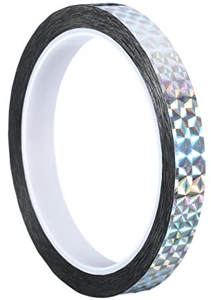 PATIKIL Glitzer Klebeband 12mm x 50m Washi Tape Holografische Selbstklebende Metallic Klebeband Reflektierender Prismenband für DIY Geschenkverpackung Party Dekoration Silber