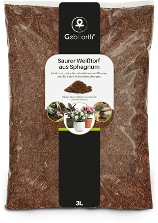 GebEarth® | Torba Bionda Acida di Sfagno【3L】 | Ideale per Ortensie, Azalee, Mirtilli e Piante Carnivore | Torba bionda Fibrosa e pH Acido per una Crescita Sana.