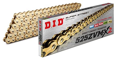 DID Cadena 525ZVM-X2 (Oro y Oro) - Longitud: 110 eslabones con unión remachada (ZJ)