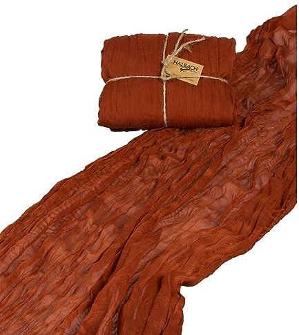 Halbach Tischläufer in Baumwoll-Optik, 70 cm x 3 m, Cognac | Waschbarer schmaler Tischläufer in Baumwoll-Optik, für Hochzeiten, Geburtstage und Tischdekoration
