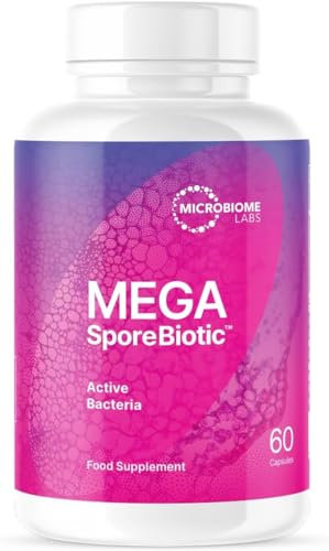 Microbiome Labs MegaSporeBiotic Spores Only - Spore Based Probiotic, Active Bacteria Daily Supplement for Men & Women, 4 Bacillus Strains for Gut Health Support, Vegan Probiotics (60 Capsules)