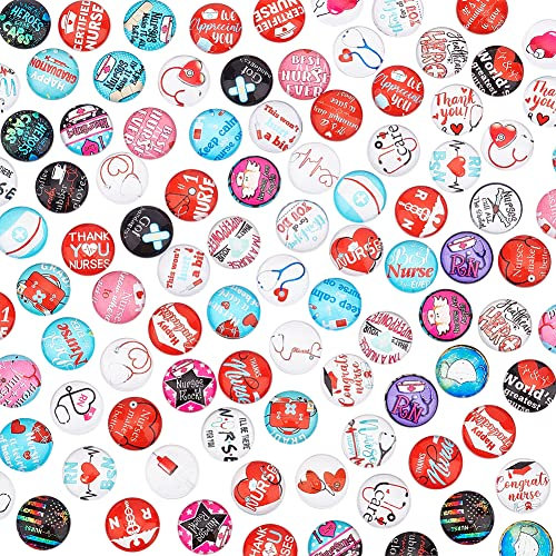 PandaHall Glascabochons Zum Tag Der Krankenschwestern 100 Stück 50 Stile 12 mm Halbrund Glas Cabochons Kuppel Edelsteine Mosaikfliesen Für Kunsthandwerk Schmuckherstellung DIY Dekoration