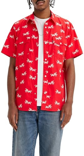 Levi's Men's SS Relaxed Fit Western Shirt, Bucking Broncos High, S