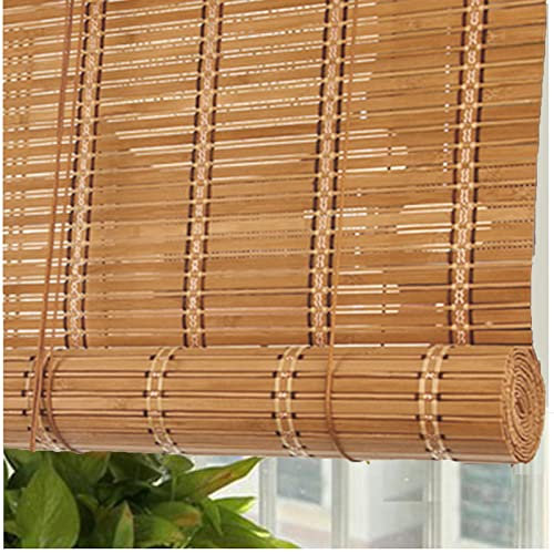 Sonakia Bambus Verdunkelungs Fenster Vorhang-natürliche Bambusrollos-innen/außen Holz Venezianische Jalousie-50/70/90/110/130cm Sonnenschutz Rollläden,WxH-140x180cm/55x71in