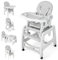 COSTWAY 5 en 1 Tronas de Bebe, Trona Portatil con 2 Bandeja Extraíble de 4 Posiciones, Cojín, Respaldo de 3 Niveles, Silla de Comer, Trona Evolutiva para 6-72 Meses