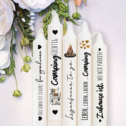 ilka parey wandtattoo-welt Kerzensticker Kerzentattoos Tattoofolie Camping Wohnwagen Lagerfeuer to go für Kerzen oder Keramik A4 Bogen DIY Stickerbogen kst3