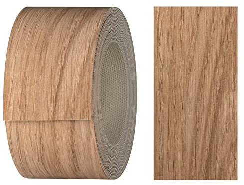 haggiy Kantenumleimer aus Melamin mit Schmelzkleber, 40 mm x 5 m | Umleimer zum Aufbügeln f. Regalbretter & Platten | Kantenband - Dekor: Eiche geoelt