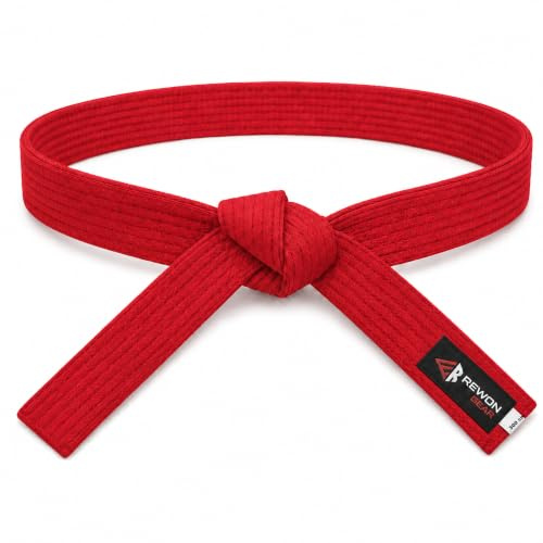 REWON Karate-Kampfsportgürtel – Hautfreundlicher Stoff aus 100% Baumwolle. Geeignet für Judo, Karate, Taekwondo Budo, Kickboxen und andere Sportarten. Für Damen, Herren und Kinder