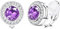 Morfetto Orecchini a Clip 8MM Cubic Zirconia di Cristallo con Perla d'Acqua Dolce Rotonda Non Forati per le Donne Birthstone Viola
