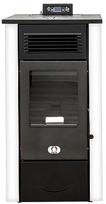 STUFE A PELLET ITALIA Canada 14 KW Canalizzata WiFi - Stufa ad Aria Ventilata Efficienza 89% Scalda 130m² Autonomia 15H Programmabile 5 Velocità e Potenze Garanzia 24 Mesi Bianco