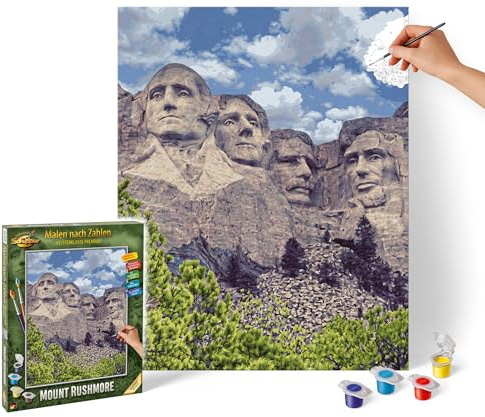 Schipper 609130895 Malen nach Zahlen – Mount Rushmore - Bilder malen für Erwachsene, inklusive Pinsel und Acrylfarben, 40 x 50 cm