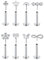 WillTen 8PCS Tragus Piercing Silber, 16G 6mm Tragus Piercing Chirurgenstahl mit Cubic Zirkonia, Piercing Ohr Lippenpiercing Knorpel Helix Piercing Schmuck für Frauen Mädchen
