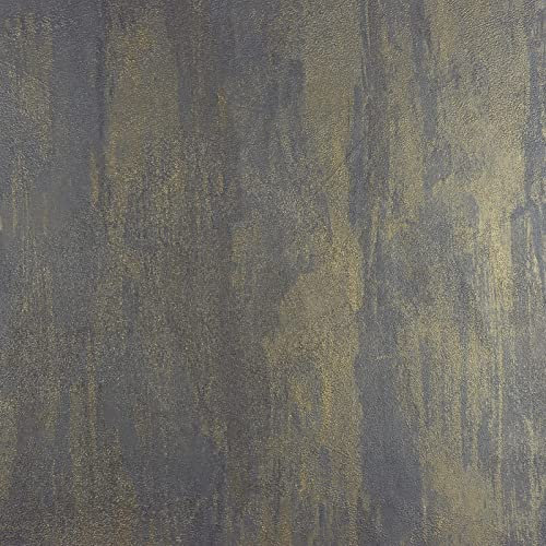 VEELIKE Papier Peint Beton Bleu Or Vintage Papier Peint Adhésif Industriel Papier Peint Imitation Ciment Rouleau Adhesif Decoratif Loft Chambre Stickers Meubles Deco Salon Salle de Bain 40cmx300cm