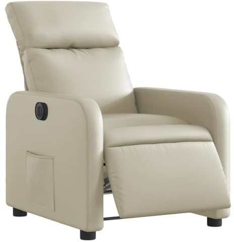 vidaXL Relaxsessel Elektrisch Creme Kunstleder