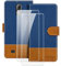 Custodia Portafoglio in Pelle PU Effetto Canvas Bicolore e Set di 2 Pellicole in Vetro Temperato Compatibile con Brondi Amico Smartphone S Nero Chiusura Magnetica Protezione Completa (Blu)