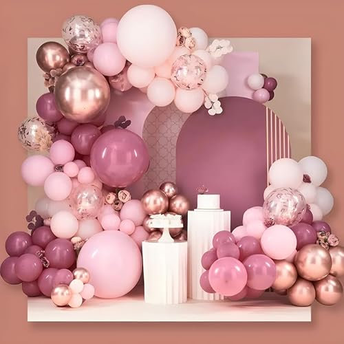 Arche de Ballons Rose Poussiéreux 140 Pièces-Arche de Décoration pour Evénements spéciaux - Baby Shower, Anniversaire, Mariage et Baptême -Zenda club® (Rose Poussiéreux)