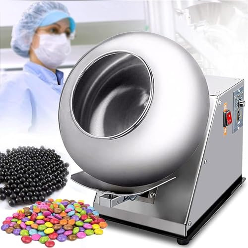 Sugar Coating Tumbler Machine, Commercial Mini Chocolate Panning Machine, Sugar Coating Pan Table Top Small Commercial Mini Chocolate Panning Machine, 3-6kg/H Candy Coater Suitable for Sugar Ball