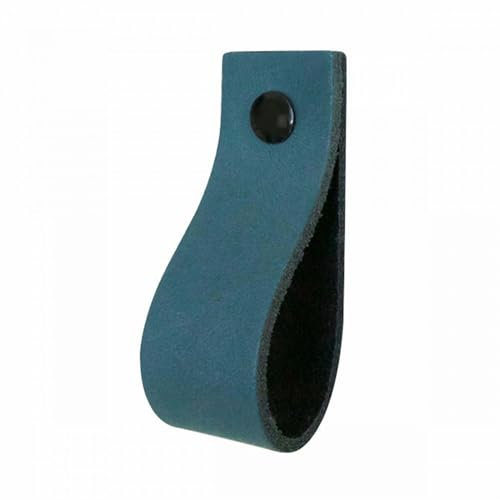 Handles and more - 4 x Ledergriffe für Möbel - Petrol - Größe M 19 cm - inkl. 3 Schraubenfarben - Schrankgriffe Leder - Türgriffe Leder - Ledergriffe für Schuhschrank & Schublade - Lederschlaufen