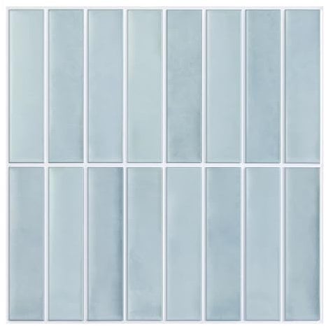 Commomy 3D Fliesenaufkleber Klebefliesen Küche Bad, Wandfliesen Selbstklebende Fliesen 30 x 30 cm, 10 Stück, Hellblau Matt, Abziehen und Aufkleben PVC Küchenrückwand Metro Aufkleber Fliesendekor