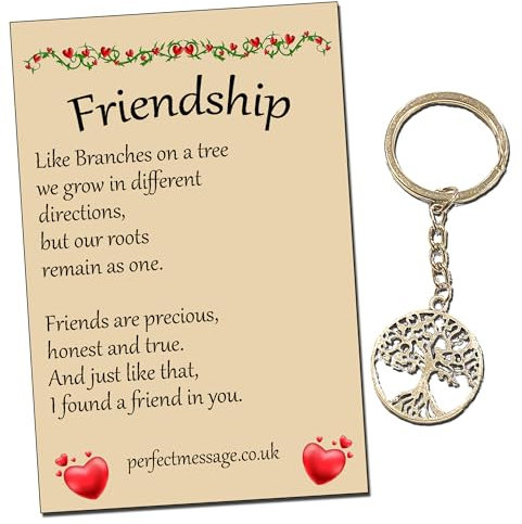 Perfect Message Ltd Gift for Friends Friendship Inspirational Keyring Tree of LIfe Keyring