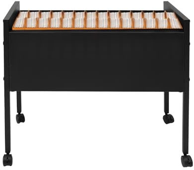 Hängemappenwagen, Rollbarer Aktenschrank mit Universalrollen Aktenordner Büroschrank für Büros Konferenzräume Arbeitszimmer Tragfähigkeit 30kg 70 * 37 * 60cm (Schwarz)