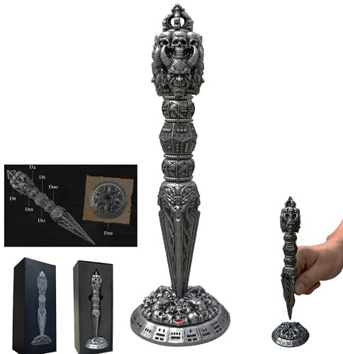 Wand Würfel für Dungeons und Drachen, einzigartige Roulette Würfel Spinner für D&D DND, D20 D12 D10 D8 D6 D4 D% Metall Würfel Sets für Rollenspiel Steampunk Theme Spiele