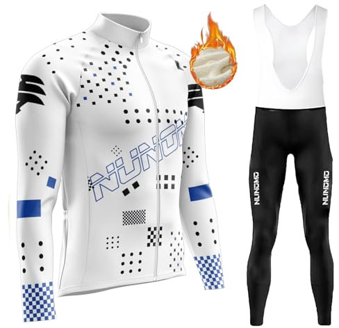 Completo Ciclismo Uomo Invernale Abbigliamento MTB Bici Manica Lunga Maglia Ciclista,Tuta da Bicicletta Termico Vello Giacca e Pantaloni Salopette con 9D Imbottiti GelMaglia per (TYPE-4,L)