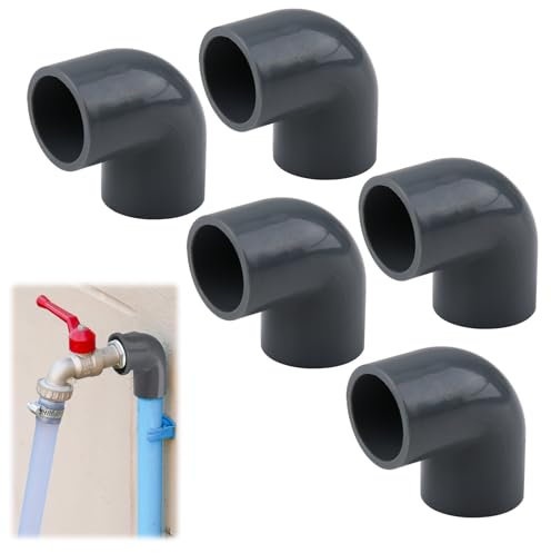 20mm UPVC Pipe Elbow Connectors, Lasting 90 Degree Fitting Socket for Plumbing Change Direction, 5-Pack Gray PVC Conduit Accessories Elbow Coupling Adapter Connector Conduit (Gray)