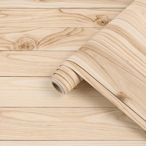 Arthome Abziehen und Aufkleben Möbelfolie Grau Holz,40cmx3m natürliche Holz Maserung Tapete Rustikal Selbstklebend Abnehmbar Wasserdicht Vinyl Wrap Klebefolie für Möbel