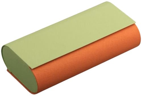 Hard Shell Double Glasses Case | Protective Dual Eyeglasses Box for 2 Pairs of Spectacles Sunglasses Shades | Unisex Portable Eyewear Specs Casing Pouch for Men Women Children (Green-Orange)