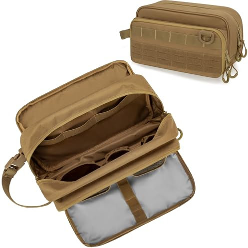 Prokva Kulturtasche Reise Kulturbeutel Herren, Taktische Kosmetiktasche für Reisezubehör Toilettenartikel, Khaki (Leere Tasche, Patentdesign)