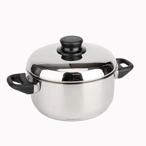 BAUMALU - Faitout avec Couvercle Primo - Acier Inoxydable - Tous Feux dont Induction - Triple Fond Diffuseur, Répartition Homogène de la Chaleur - Poignées en Bakélite - Ø20cm