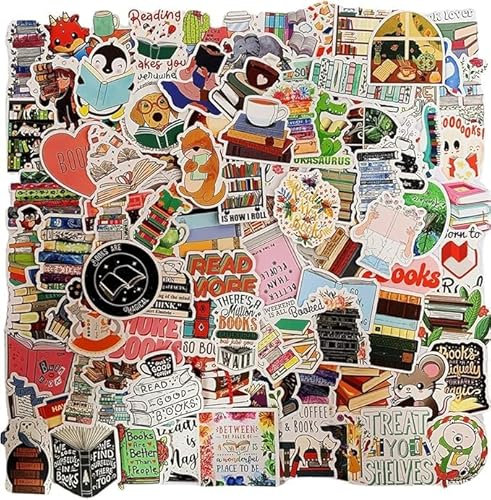OAOSDH 200Pcs Reading Book Graffiti-Aufkleber, Kreative Cartoons, Selbstklebender Anti-Who, Interessante Scrapbook-Aufkleber, DIY-Notebook-Wasserbecherdekoration.