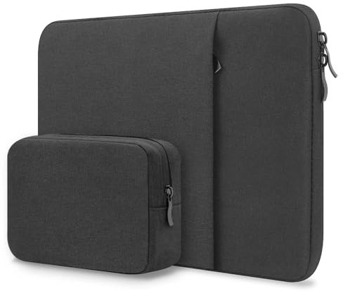 ProElife 13-Inch Laptop Sleeve Case for M4 M3 MacBook Air 13.6 inch 2025 2024 (A3240 A3113) Accessory Carrying Bag with Small Bag, Water-resistant Traveling Cover Case (Black)