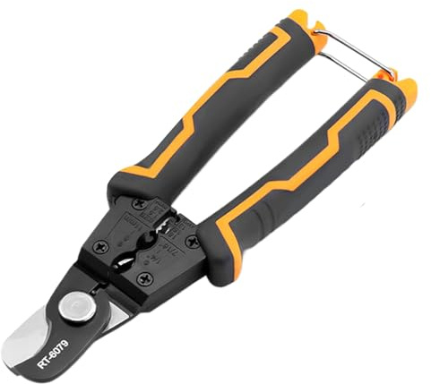 ETUCYNG Cortador de alambre: alicates para cortar y trabajar | Tijeras de seguridad con bloqueo y mango ergonómico para cables eléctricos, corte de aislamiento y separación de alambres