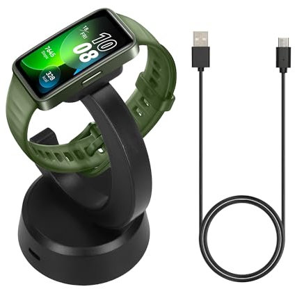 kwmobile Smartwatch Docking Station Compatible with Huawei Band 10 / Honor Band 9 / Band 7 / Band 6 / OPPO Band 2 Charge Stand - Magnetic Dock - Black