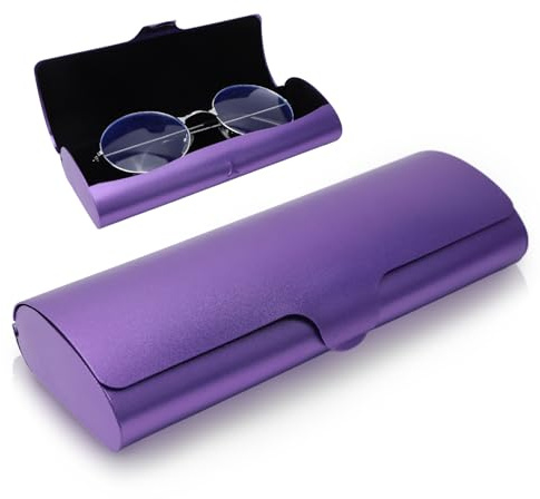 Hifot Brillenetui hardcase Aluminium, Metall Lesebrillenetui hartschalen schwarz für Damen und Herren